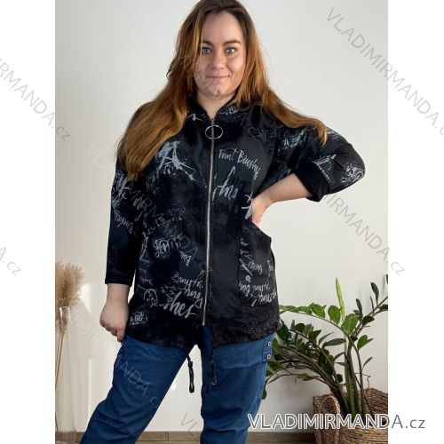 Women's Long Sleeve Weak Zip Hoodie (L/XL/2XL ONE SIZE) ITALIAN FASHION IMB22181
