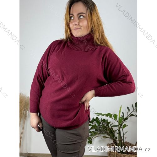 Knitted Sweater with Turtleneck Long Sleeve Women's Plus Size (54/56/58 ONE SIZE) ITALIAN FASHION IM524KEYLA