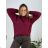 Knitted Sweater with Turtleneck Long Sleeve Women's Plus Size (54/56/58 ONE SIZE) ITALIAN FASHION IM524KEYLA  wine