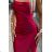 Šaty saténové dlouhé elegantní společenské na ramínka dámské (XS - XL) polská móda 483-5 DIANE NMC-483-5/DR red L