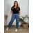 Women's Warm Long Sleeve Dress (L / XL ONE SIZE) ITALIAN FASHION IM421MIA 52/54 blue