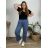 Women's Warm Long Sleeve Dress (L / XL ONE SIZE) ITALIAN FASHION IM421MIA 52/54 blue
