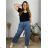 Women's Warm Long Sleeve Dress (L / XL ONE SIZE) ITALIAN FASHION IM421MIA 52/54 blue