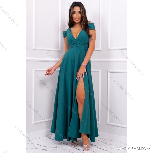 Women's Plus Size (42-46) Long Elegant Party Sleeveless Dress POLISH FASHION PMLBF25GALAGREEN 44 green
