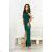 Women's Long Elegant Dress with Wide Straps (SL) FRENCH FASHION FMPEL23VELVET dark green 34