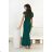 Women's Long Elegant Dress with Wide Straps (SL) FRENCH FASHION FMPEL23VELVET dark green 34