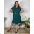 Women's short sleeve dress oversized (L-3XL) POLISH FASHION PMF22008G/DUR 40 emerald green