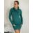 Šaty úpletové s rolákem dlouhý rukáv dámské (S/M ONE SIZE) FRANCOUZSKÁ MÓDA FMB24D-525 -   green -   S / M
