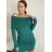 Šaty úpletové s rolákem dlouhý rukáv dámské (S/M ONE SIZE) FRANCOUZSKÁ MÓDA FMB24D-525 -   green -   S / M
