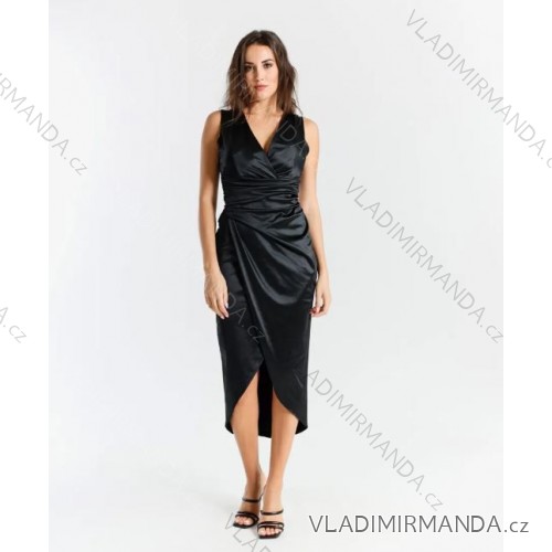 Women's elegant evening dress with straps (S/M ONE SIZE) ITALIAN FASHION IMPSH246479 S / M black