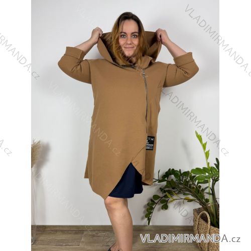 Women's Plus Size Long Sleeve Zipper Hooded Sweatshirt (XL/2XLONE SIZE) ITALIAN FASHION IMD23429