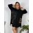 Casual Dress 3/4 Long Sleeve Women's Plus Size (52/54/56 ONE SIZE) ITALIAN FASHION IM424649 56/58 black