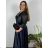 Women's Long Casual Short Sleeve Dress (S/M ONE SIZE) ITALIAN FASHION IMPSH246540XL/DUR  dark blue