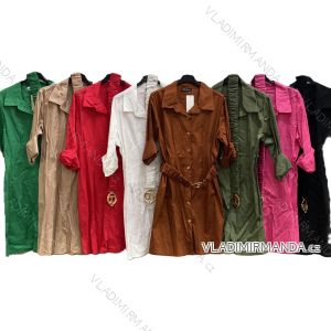 Linen shirt dress with belt, long sleeves, women's oversized (42/44/46 ONE SIZE) ITALIAN FASHION IMC25016