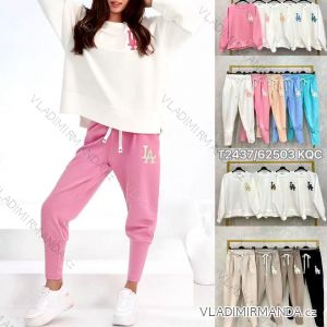 Set of elegant long-sleeved sweatshirt and long sweatpants for women, oversized (50/52/54 ONE SIZE) ITALIAN FASHION IMC25029