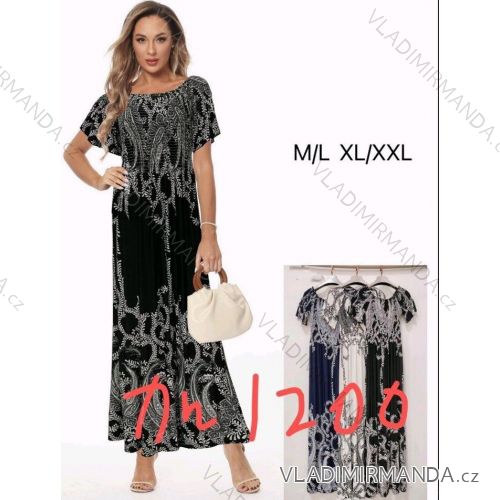 Long elegant icecool short sleeve women's dress (M/L - XL/2XL ONE SIZE) ITALIAN FASHION IMB25002