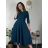 Long elegant dress with belt 3/4 long sleeves for women (S/M/L ONE SIZE) ITALIAN FASHION IM425008