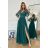 Long dress elegant formal long sleeve women's oversized (34-44) POLISH FASHION PMLBC23302-13/DUR 44 emerald green