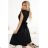 348-10 SCARLETT flared dress with a neckline - black with glitter
