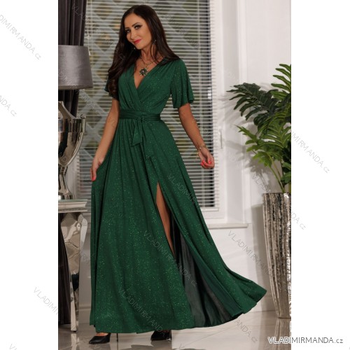 Women's Strapless Long Satin Party Dress (34-42) POLISH FASHION PMLEL24NATHALIE green XL