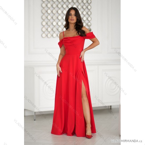Women's Plus Size (42-46) Long Elegant Party Sleeveless Dress POLISH FASHION PMLBC23265-10 red 46
