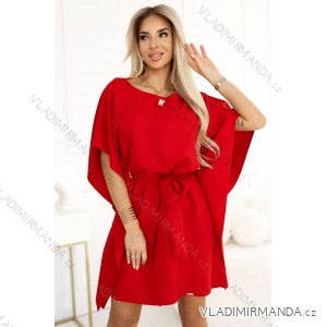 287-35 SOFIA Butterfly Dress with Waist Tie - Red