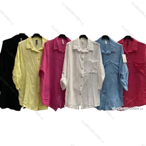 Muslin shirt 3/4 long sleeve women's oversized (52/54/56 ONE SIZE) ITALIAN FASHION IMC25035