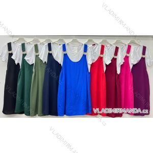 Short summer casual dress with straps and short sleeve T-shirt for women, oversized (50/52/54 ONE SIZE) ITALIAN FASHION IM425049