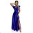 Elegant formal dress Crystal long halter neck with beautiful sleeves (XS-2XL) Polish fashion NMC-411-11/DUR royal blue L