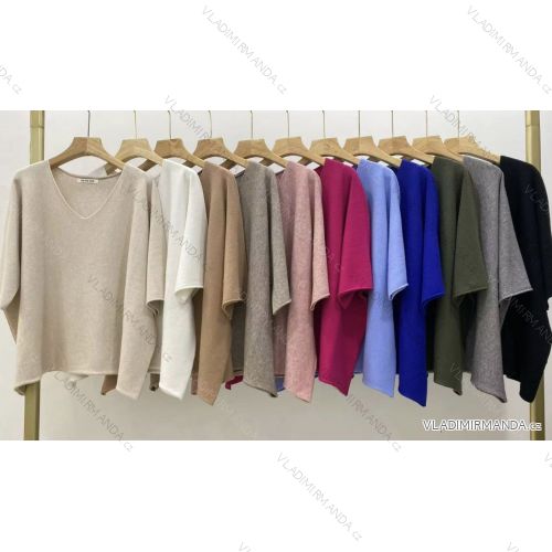 Women's short-sleeved knitted T-shirt (S/M/L ONE SIZE) ITALIAN FASHION IMWKK25006