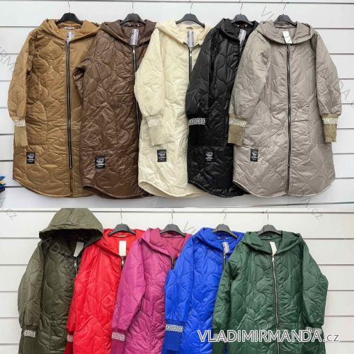 Women's light quilted jacket/coat with hood, long sleeves (S/M/L ONE SIZE) ITALIAN FASHION IMWKK25028