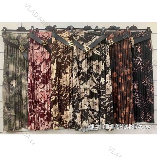 Women's long pleated skirt with belt (S/M/L ONE SIZE) ITALIAN FASHION IMWCP25011