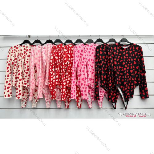 Women's Valentine's Day long sleeve bodysuit (XS/S/M ONE SIZE) ITALIAN FASHION IMWC25003