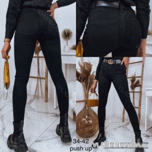 Women's long push-up jeans with belt, plus size (34-42) TRA25004