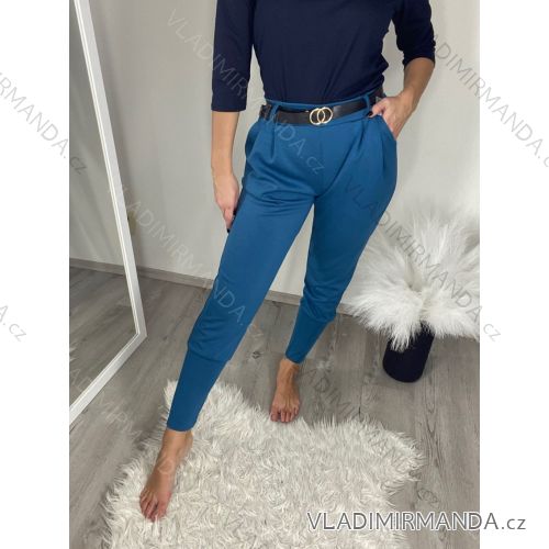 Elegant trousers with belt for women (S/M/L ONE SIZE) ITALIAN FASHION IM425030/DR S/M/L petrol blue