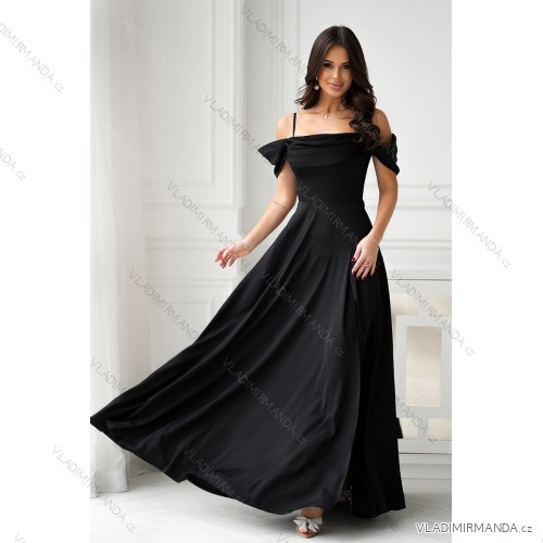 Women's Plus Size (42-46) Long Elegant Party Sleeveless Dress POLISH FASHION PMLBC23265-10 black 44
