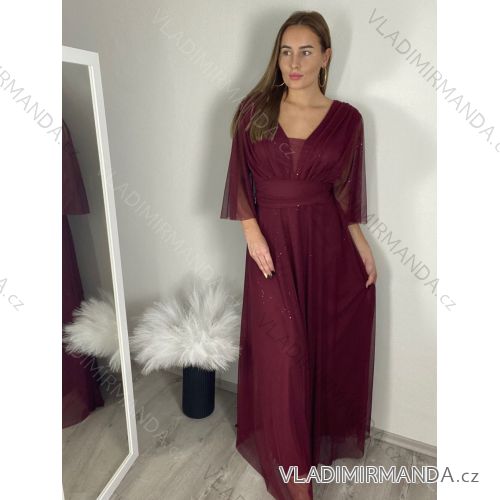 dress short sleeve womens (uni L-2XL) ITALIAN MODA IMS25STELLA S/M/L wine