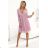 313-16 ISABELLE Polish pleated dress with long sleeves and neckline - powder pink