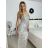 Long elegant sequined party dress with straps for women (S/M/L ONE SIZE) ITALIAN FASHION IMPSH2583785 beige S/M/L