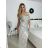 Long elegant sequined party dress with straps for women (S/M/L ONE SIZE) ITALIAN FASHION IMPSH2583785 beige S/M/L