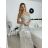 Long elegant sequined party dress with straps for women (S/M/L ONE SIZE) ITALIAN FASHION IMPSH2583785 beige S/M/L
