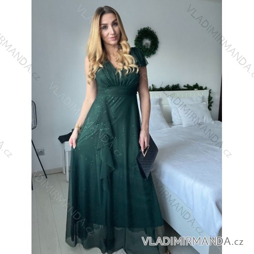 Women's Elegant Sparkly Sequin Sleeveless Dress (S/M ONE SIZE) ITALIAN FASHION IMPSH246883 emerald green S/M/L