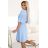 217-11 NEVA Trapeze dress with ties on sleeves - light blue