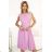 311-18 LILA Classic pleated dress with short sleeves and a belt - heather color