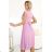 311-18 LILA Classic pleated dress with short sleeves and a belt - heather color