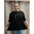Women's Long Sleeve Oversized Shirt With Belt (S/M/L ONE SIZE) ITALIAN FASHION IMWGS223417 black 