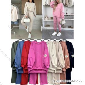 Set of long-sleeved sweatshirt and long sweatpants for women, oversized (54/56/58 ONE SIZE) ITALIAN FASHION IMWT25092