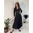 Women's Long Sleeve Belted Long Dress (S/M ONE SIZE) ITALIAN FASHION IMPLI236060 black S/M/L
