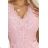316-11 Lace dress with short sleeves and neckline - powder pink