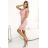316-11 Lace dress with short sleeves and neckline - powder pink